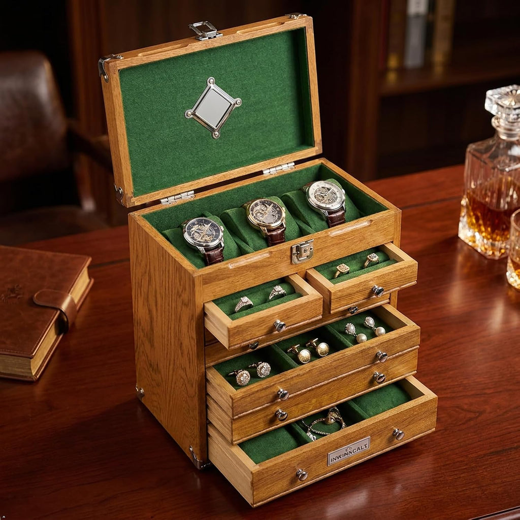 Oak Portable Multi‑Drawer Tool Storage Chest