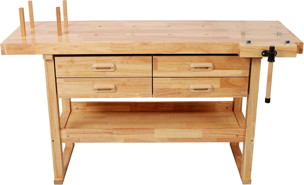 Heavy‑Duty Wooden Garage Workbench Table