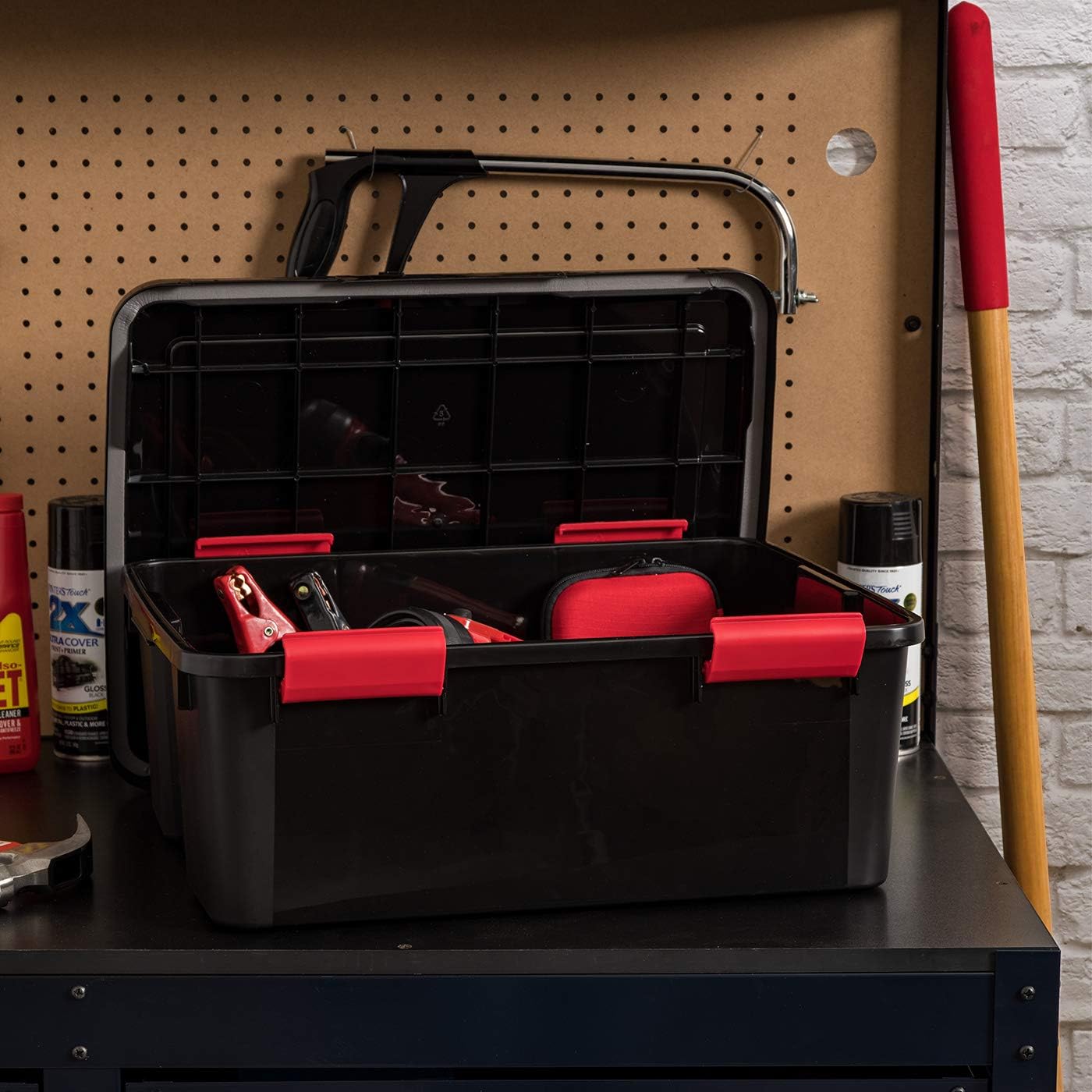 Black‑Red Airtight Plastic Storage Bins