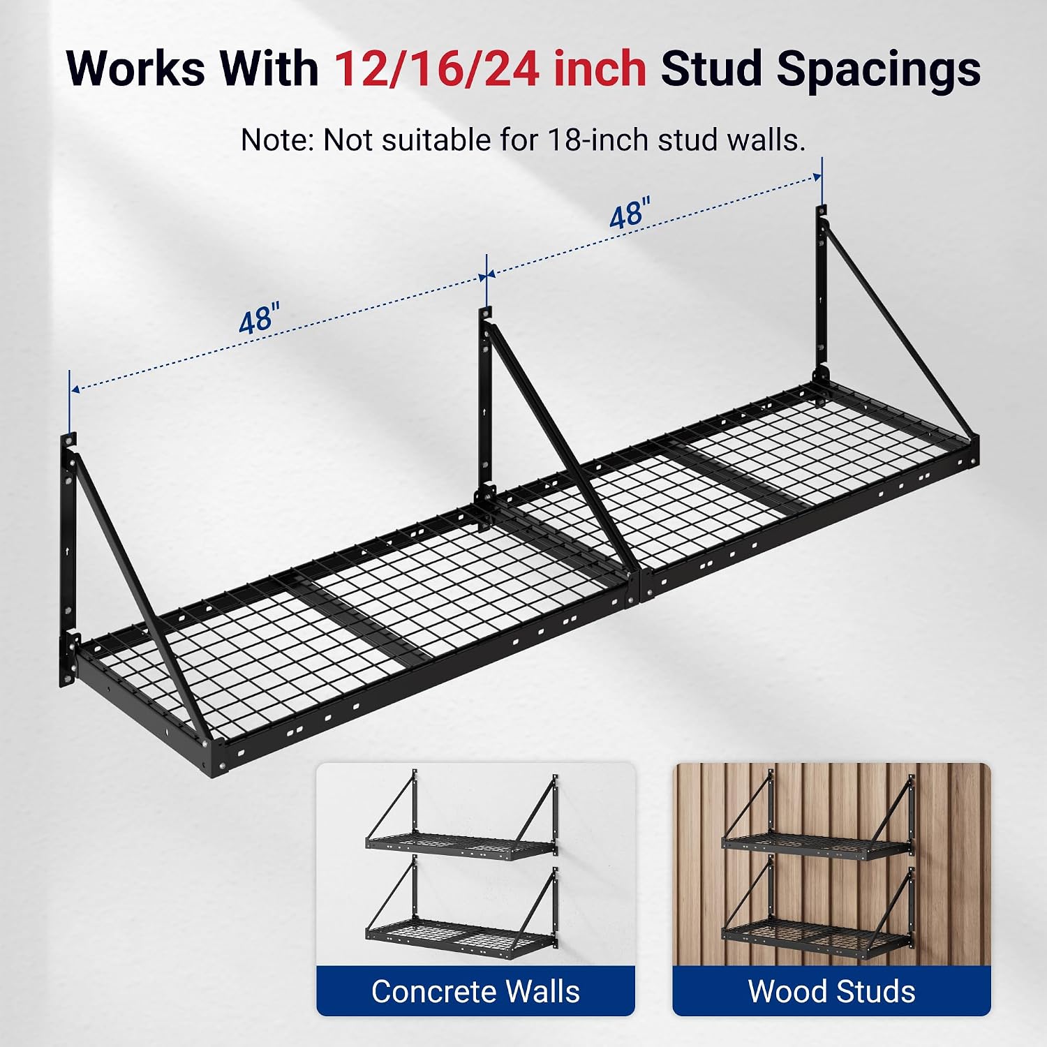 Black Garage Wall‑Mounted Storage Shelving Rack