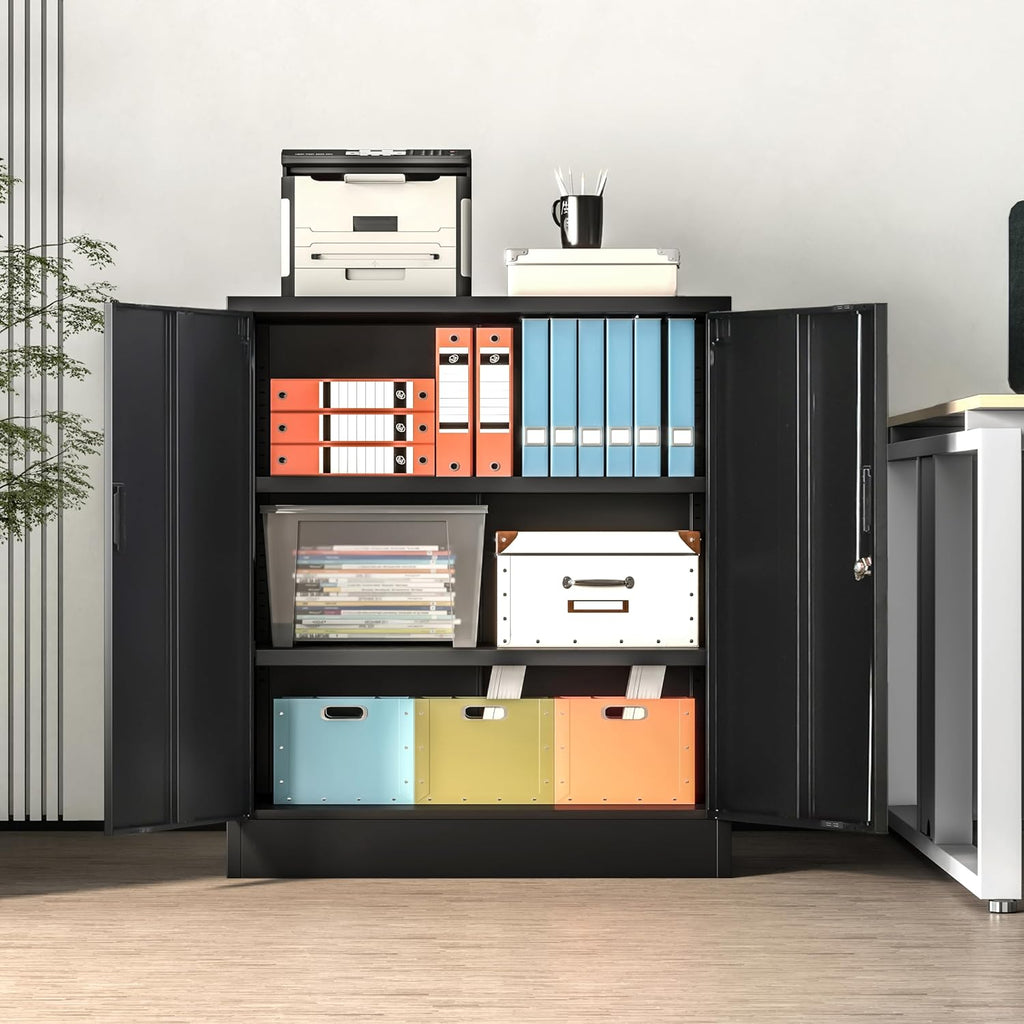 Black Lockable Metal Garage Storage Cabinet
