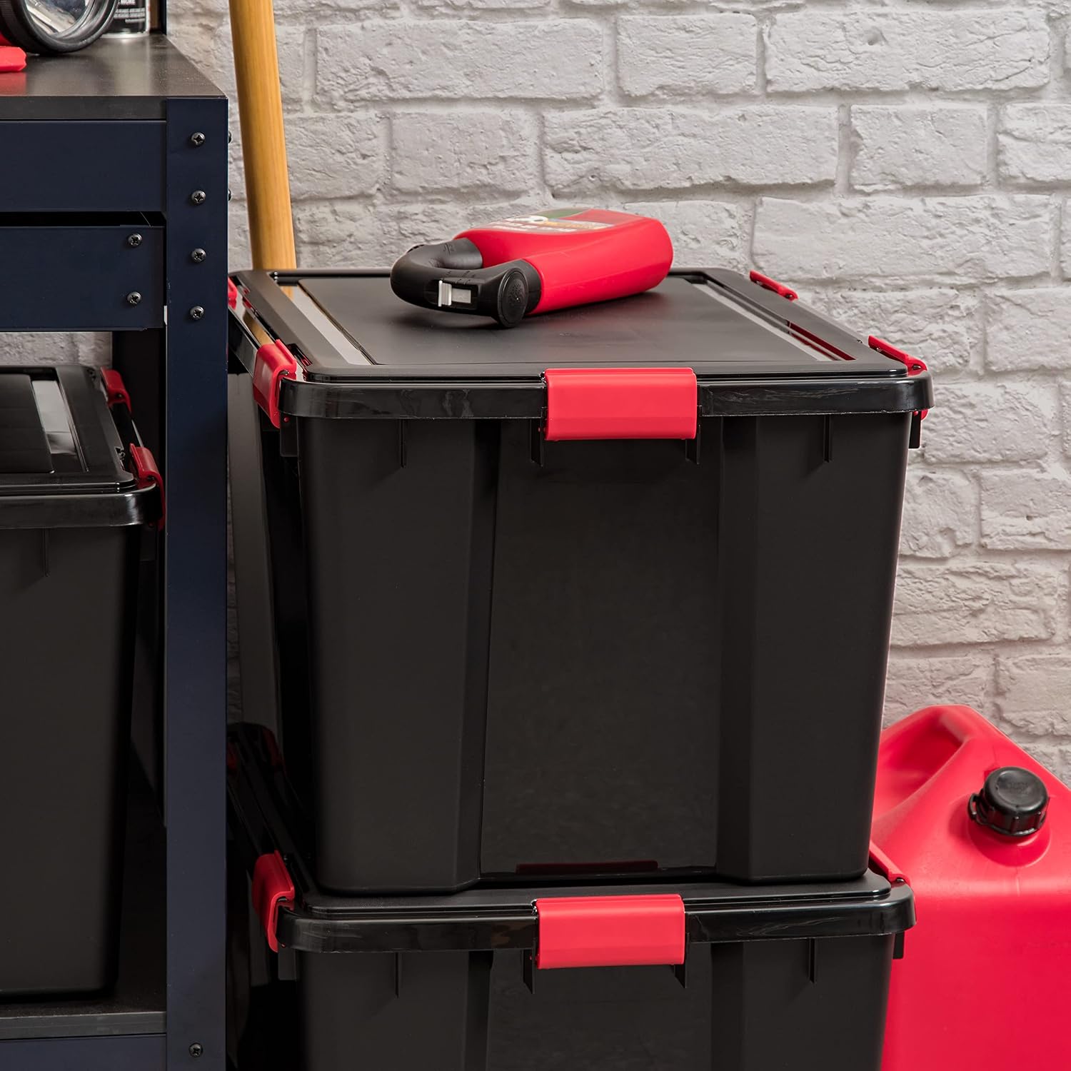 Black‑Red Airtight Plastic Storage Bins