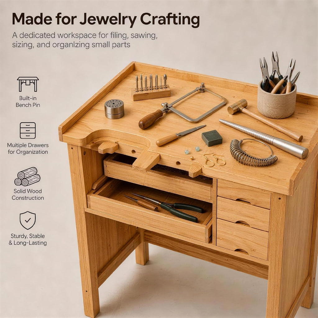 Solid Wood Jewelry Workshop Workbench Table