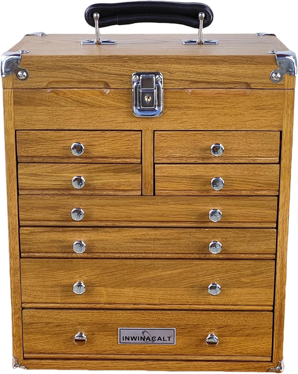 Oak Portable Multi‑Drawer Tool Storage Chest