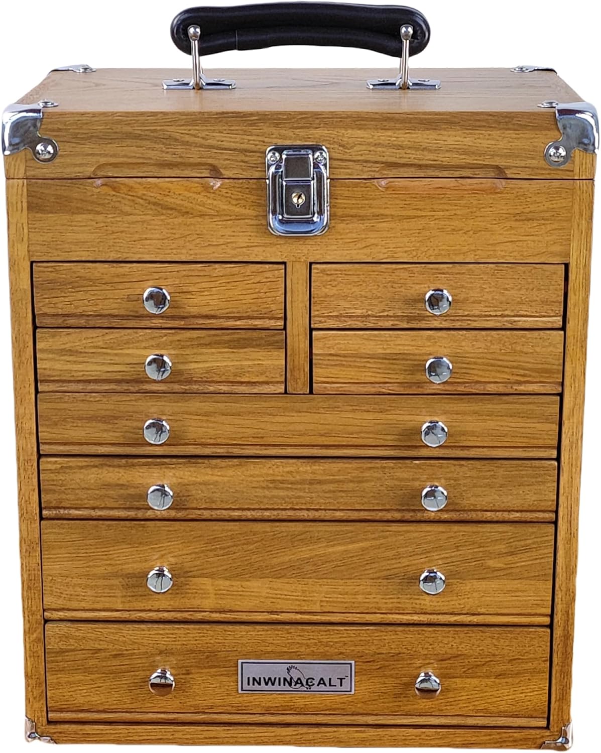 Oak Portable Multi‑Drawer Tool Storage Chest