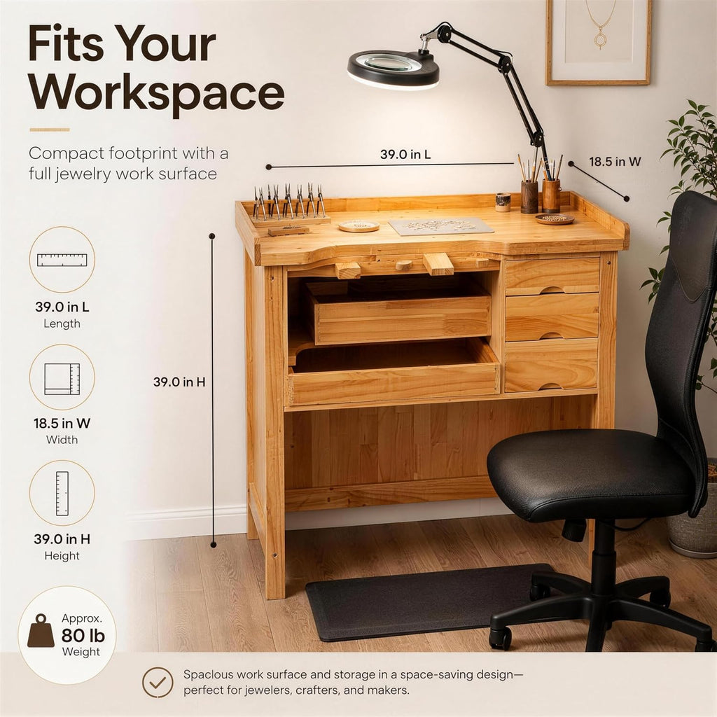 Solid Wood Jewelry Workshop Workbench Table