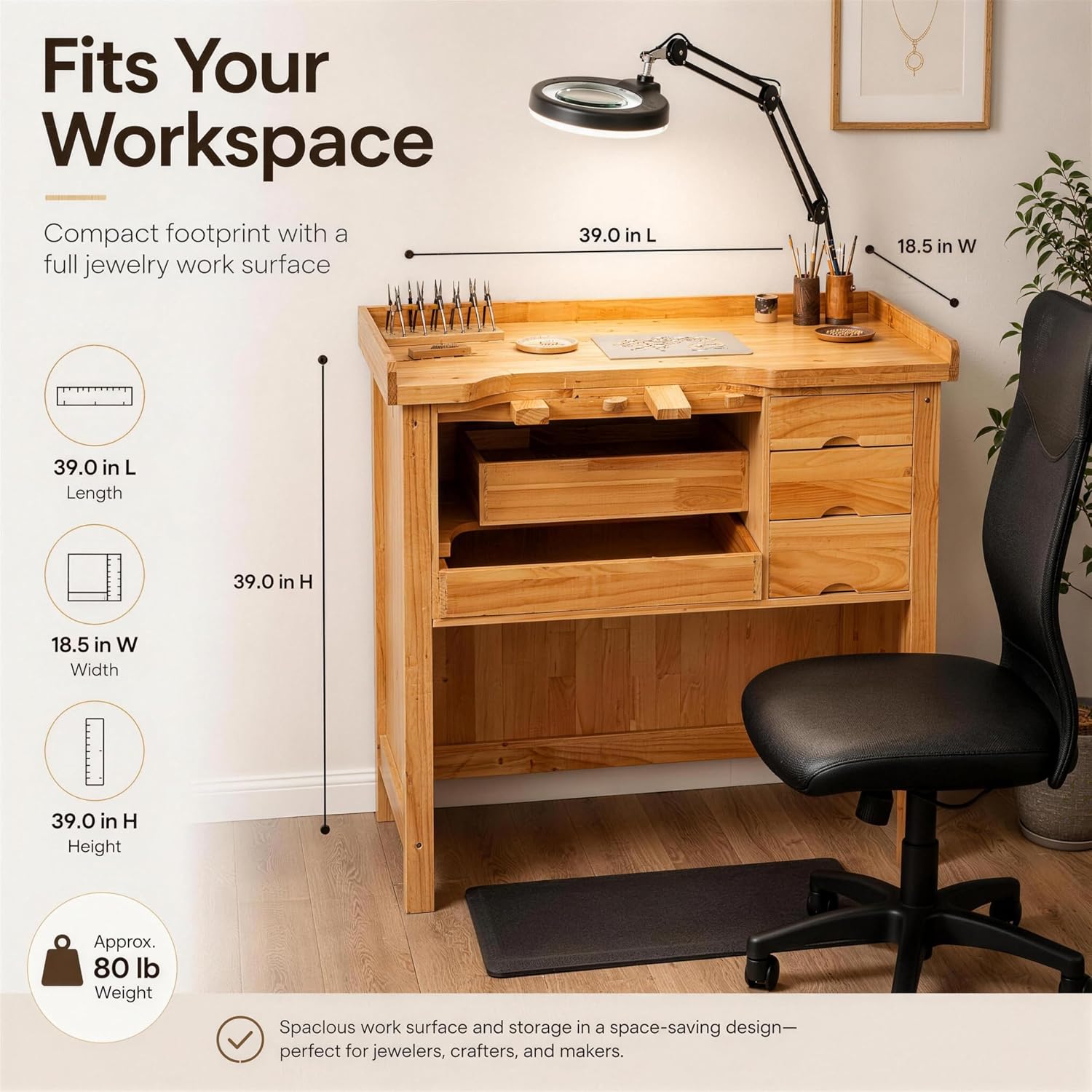 Solid Wood Jewelry Workshop Workbench Table