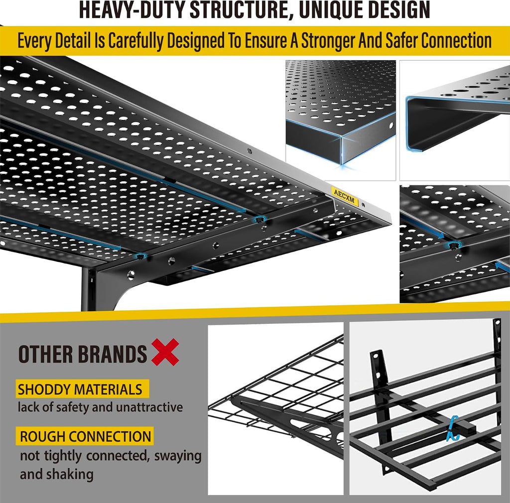 Black Adjustable Wall‑Mounted Garage Storage Shelves