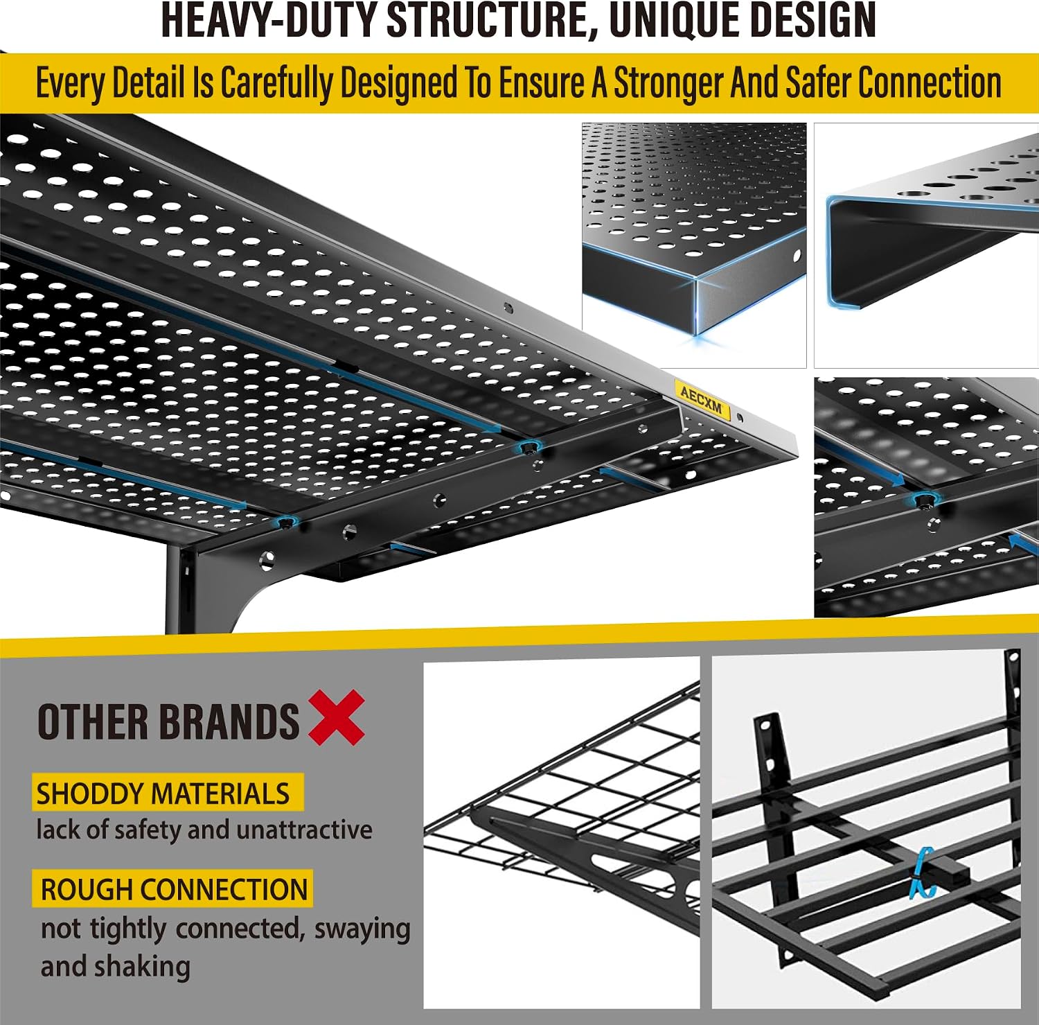 Black Adjustable Wall‑Mounted Garage Storage Shelves