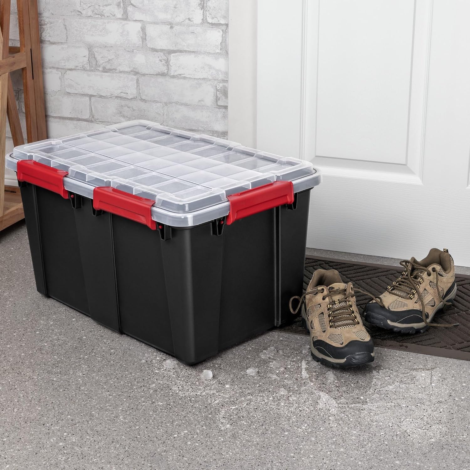 Black Weathertight Plastic Storage Tote Bin