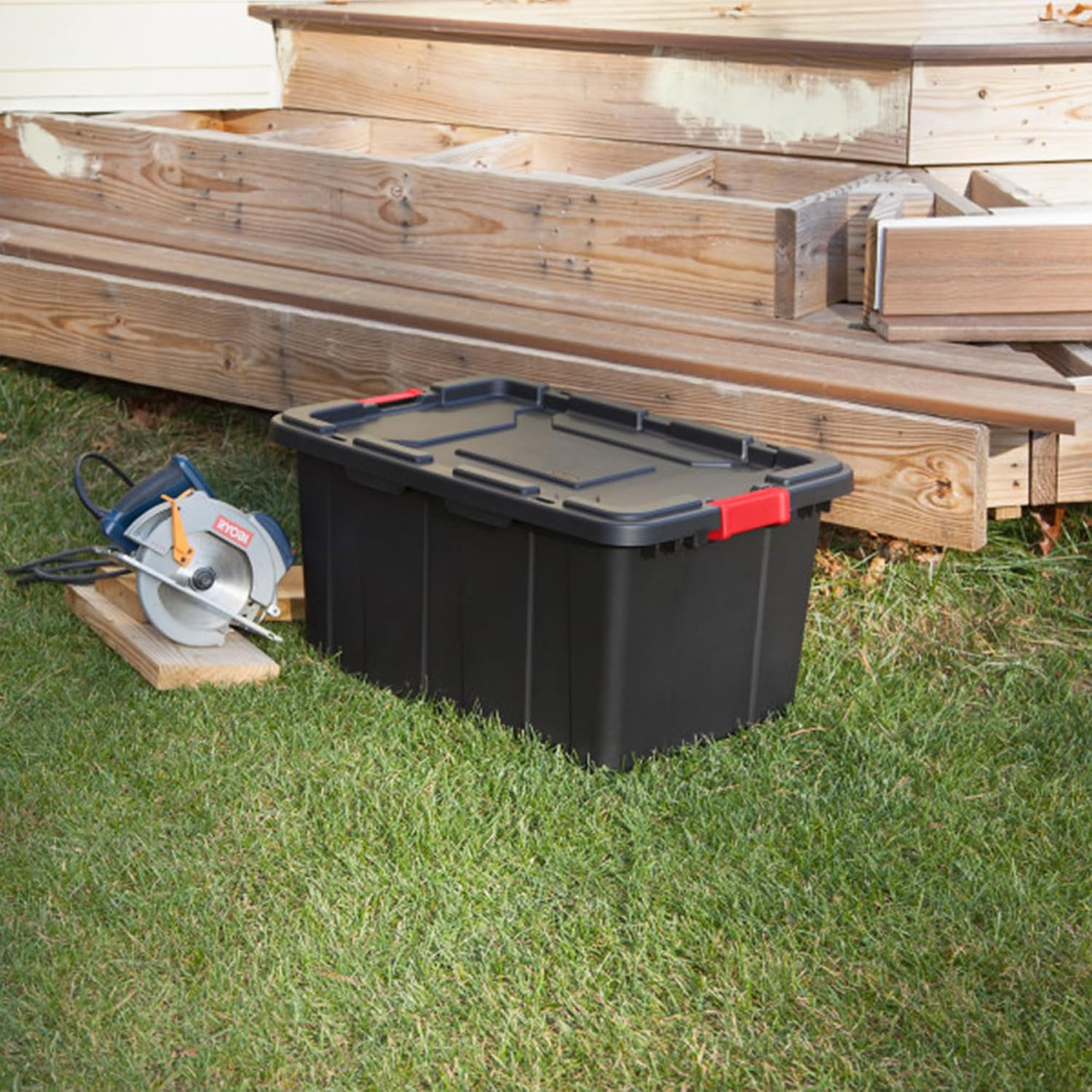 Black Heavy‑Duty Plastic Storage Totes
