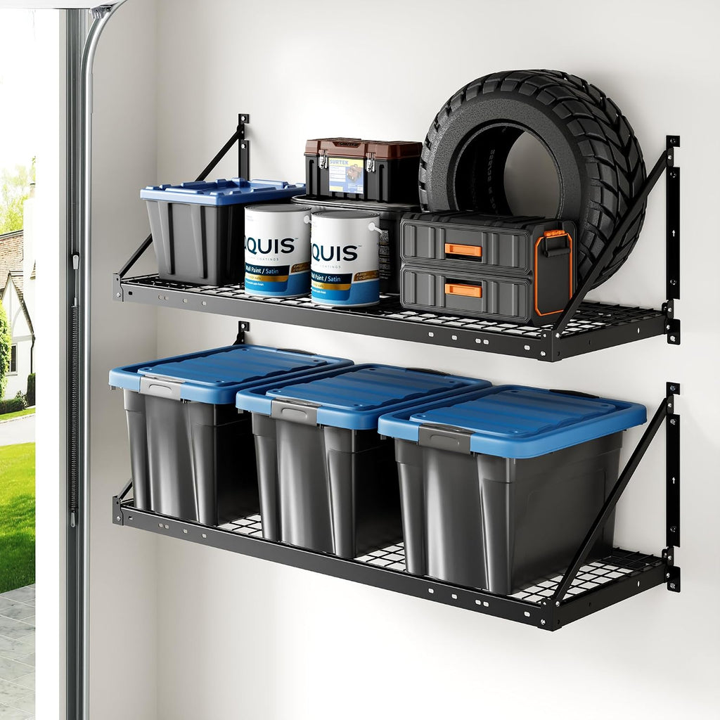 Black Garage Wall‑Mounted Storage Shelving Rack