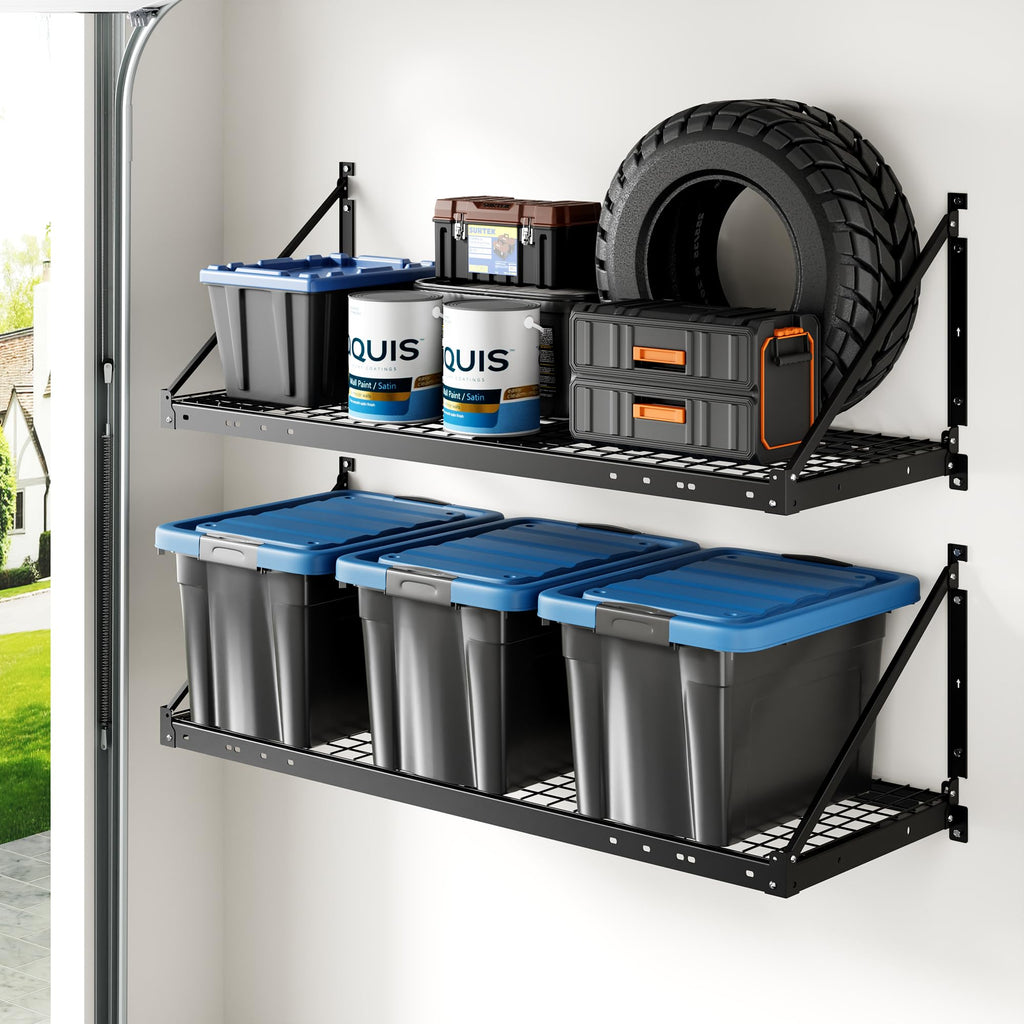 Black Garage Wall‑Mounted Storage Shelving Rack