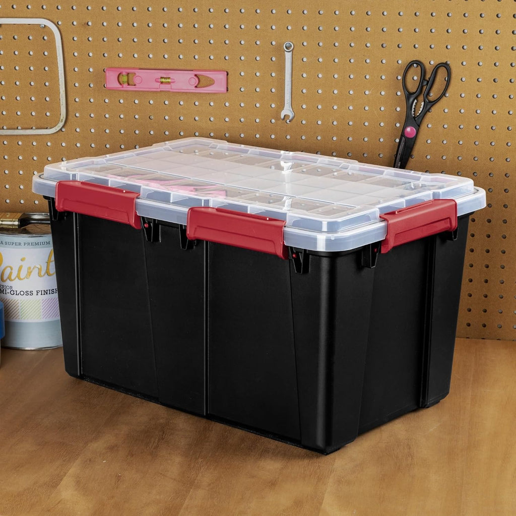 Black Weathertight Plastic Storage Tote Bin