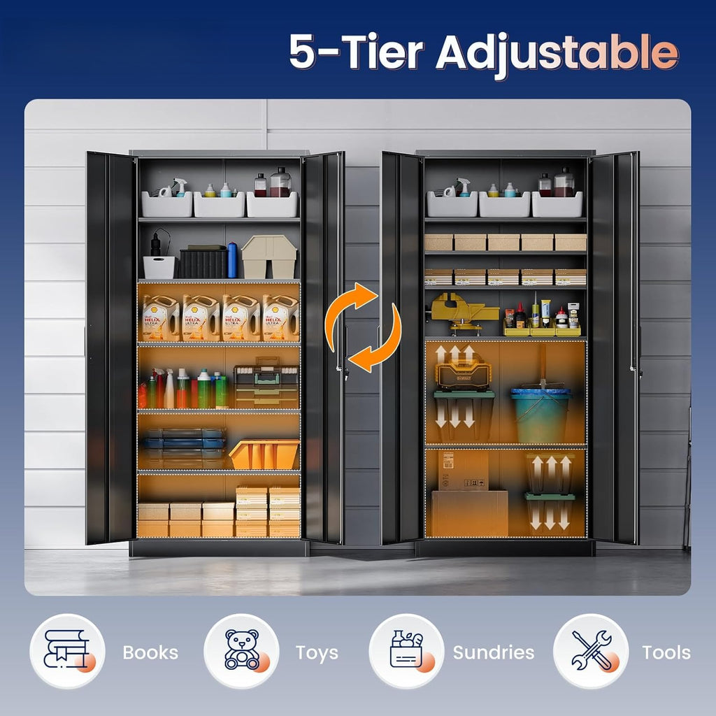 Black Lockable Steel Garage Storage Cabinet