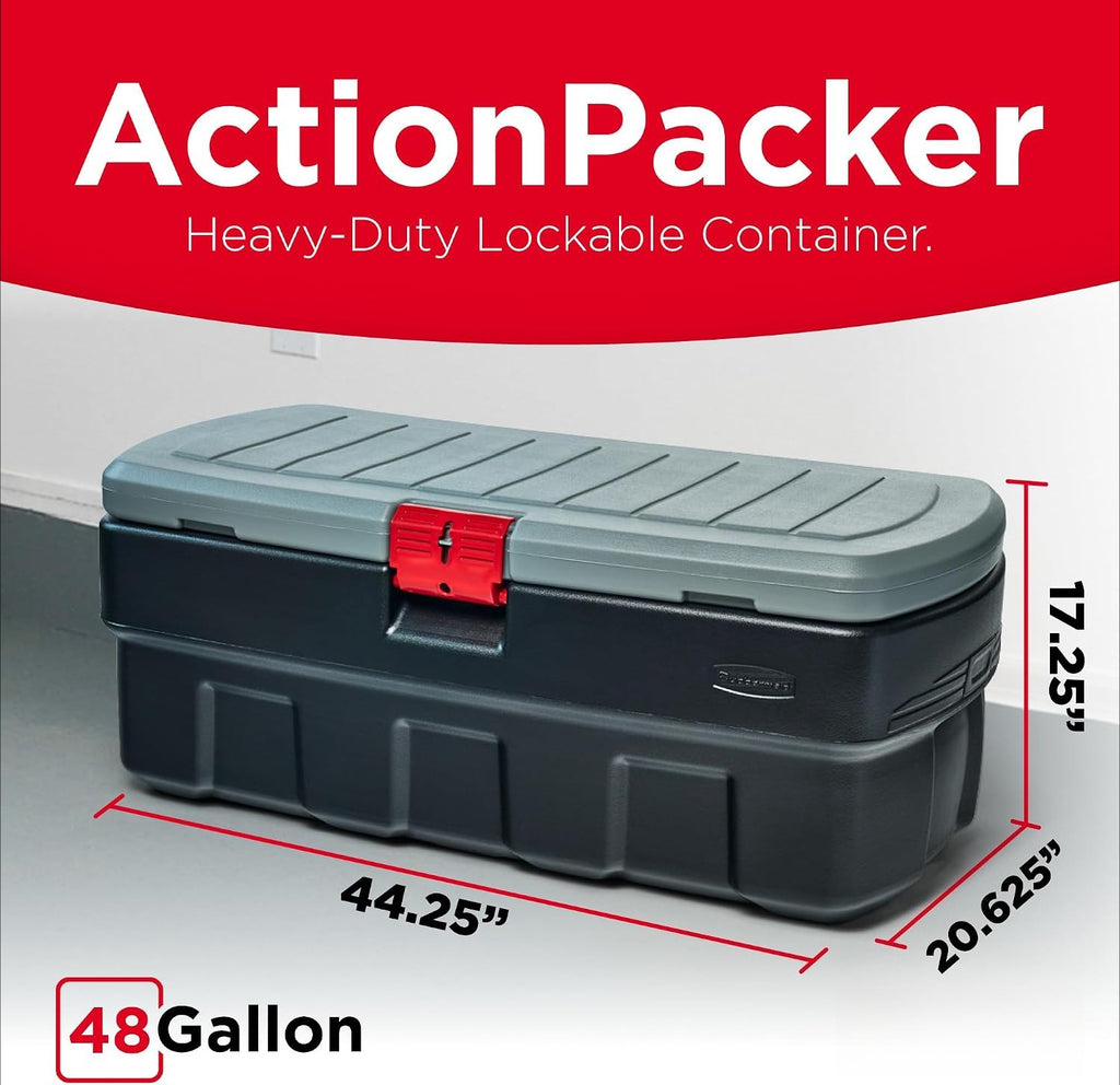 Lockable Black Plastic Storage Container Box